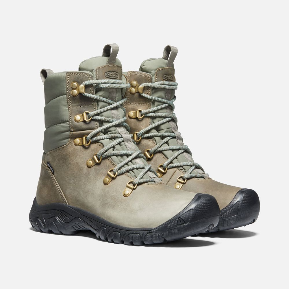 Bottes de Randonnée Keen Femme Vert Olive | Greta Waterproof | SQBPV-8347